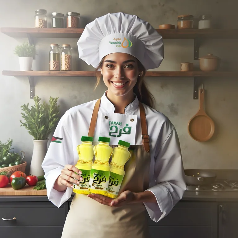 Chef Farah® holding Farah® oils